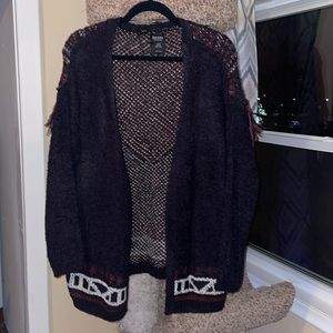 Bershka knitwear fringe back sweater cardigan